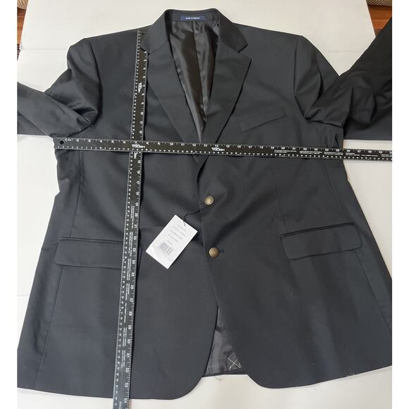 Paul Frederick Men’s black single vent bronze button wool blazer 52L NWT - Picture 8 of 8